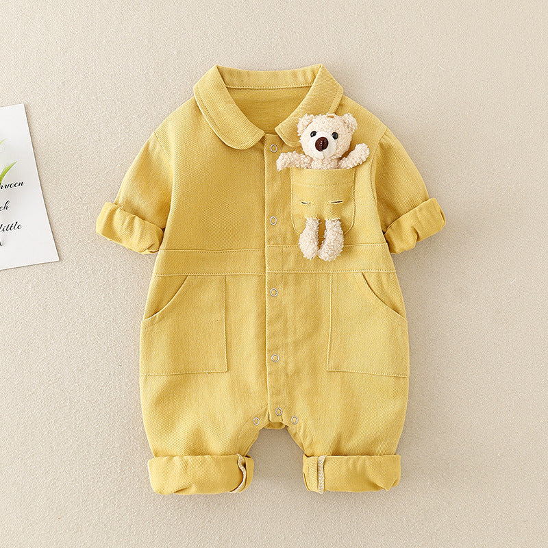 Cute Denim Jumpsuit Featuring 3D Teddy Bear by Ju Ju Jam