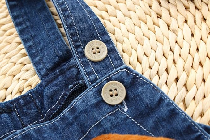 Cute 3D Dog Denim Jumpsuit by Ju Ju Jam - Trendy jumpsuit with a 3D dog accent for boys and girls.