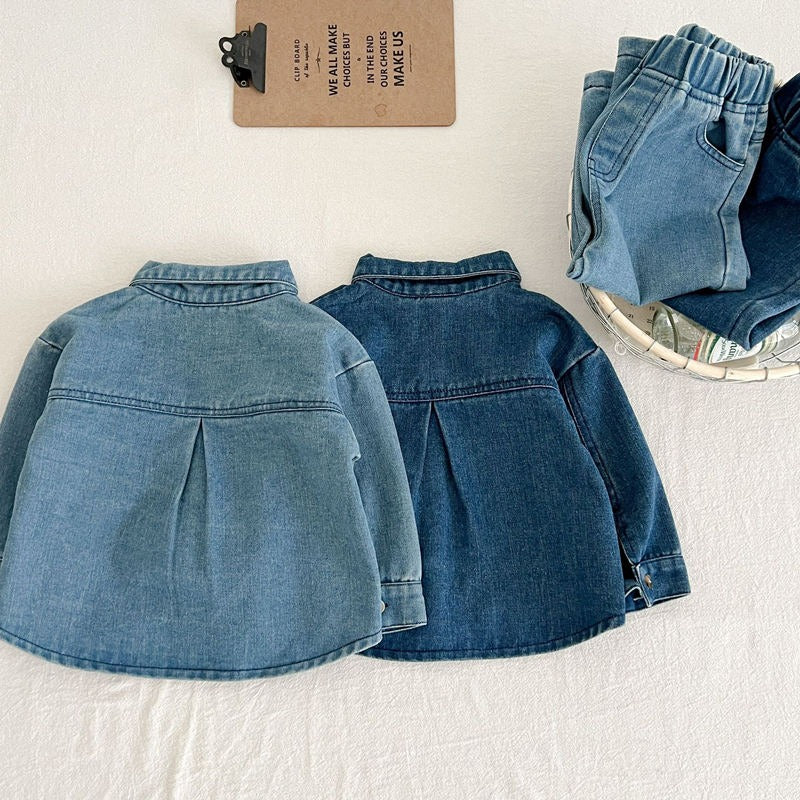 Trendy toddler denim outfit – Ju Ju Jam Denim on Denim matching set for boys and girls.