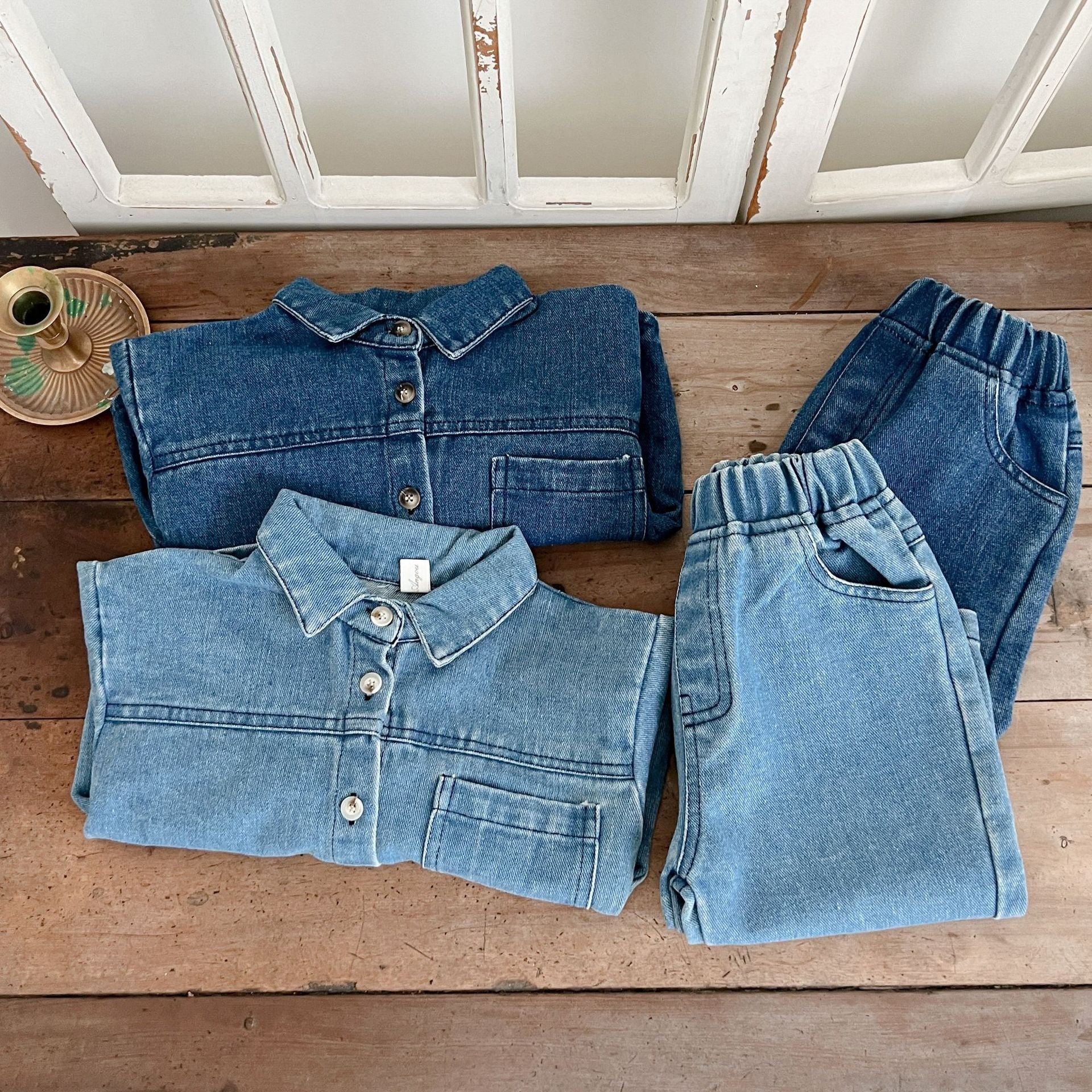 Denim outfit set for toddlers – Ju Ju Jam Denim on Denim co-ords for boys and girls with a modern, coordinated look.