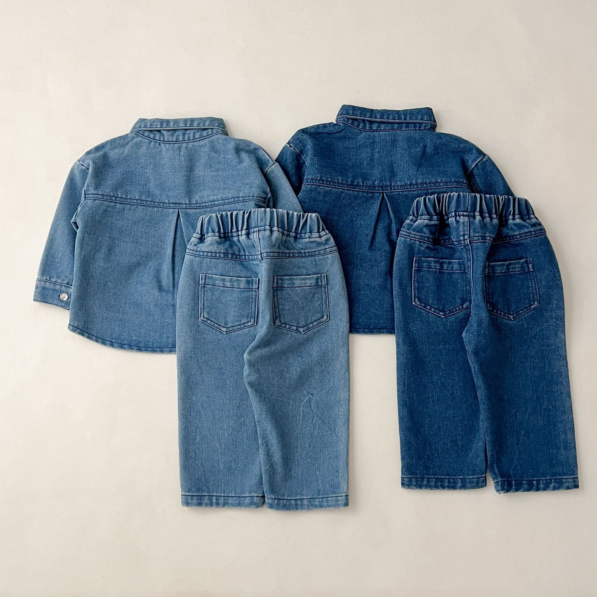 Baby denim fashion co-ord set – Denim on Denim outfit by Ju Ju Jam for boys and girls featuring classic blue tones.