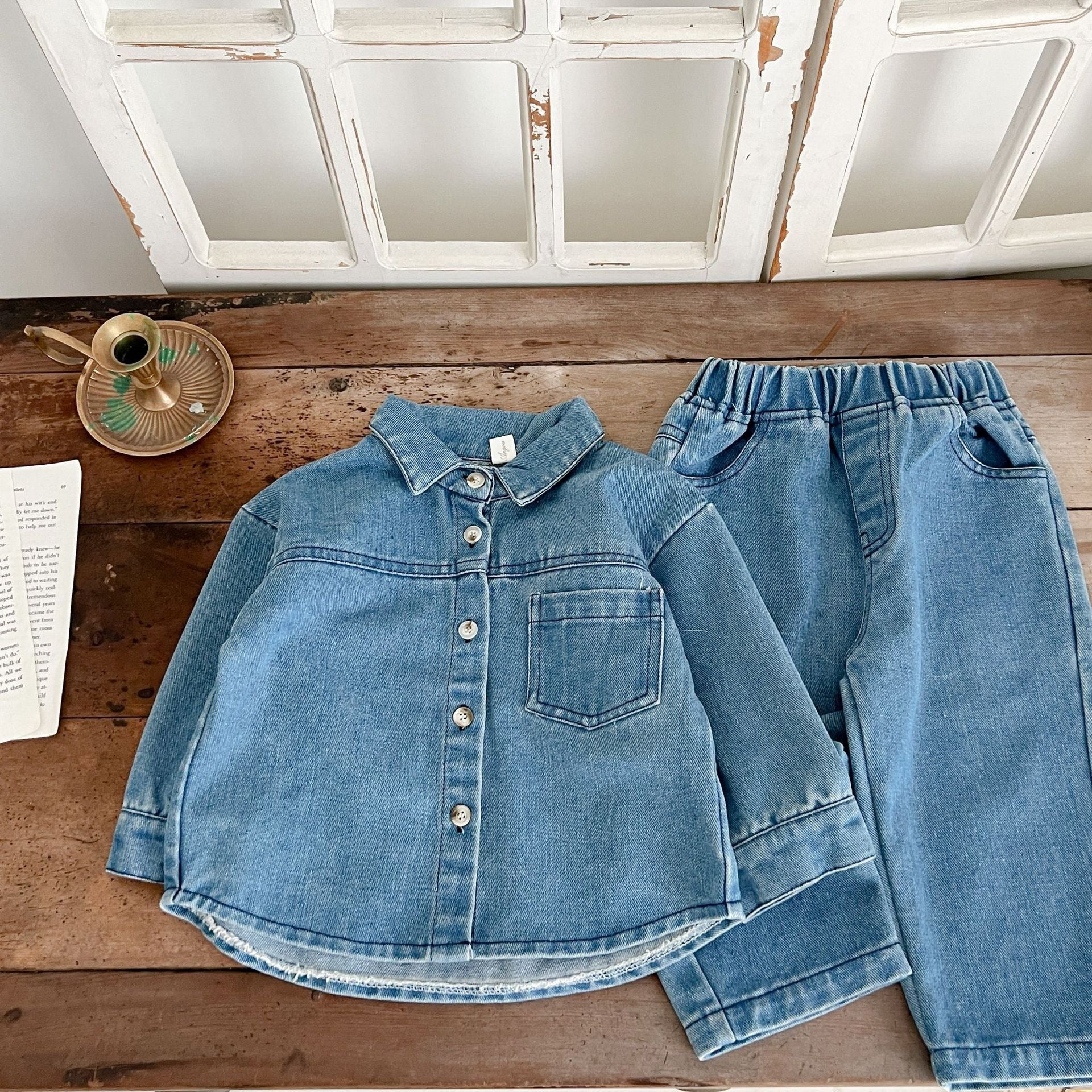 Classic denim shirt and pant set – Ju Ju Jam baby co-ord outfit for boys and girls.