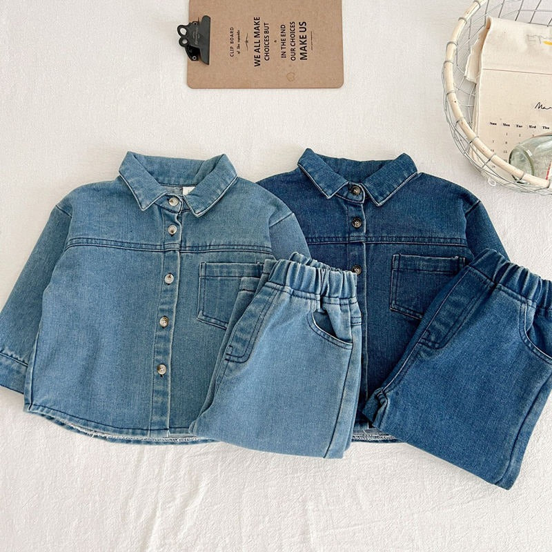 Stylish denim co-ord set for babies and toddlers – Ju Ju Jam’s Denim on Denim look for boys and girls.