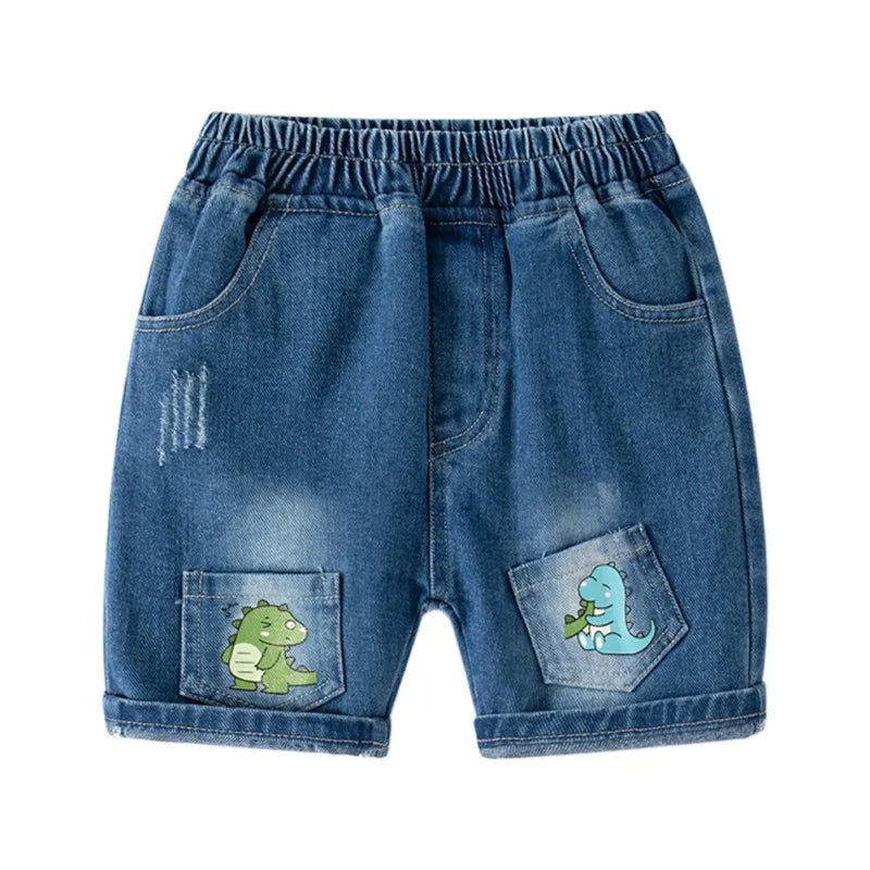 Dinosaur blue denim boys jeans shorts β Ju Ju Jam kidswear