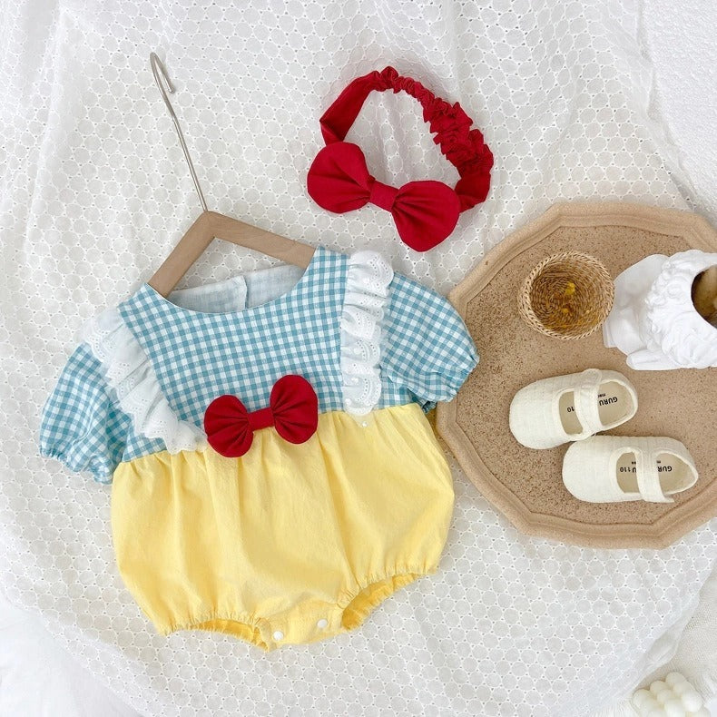 Adorable Snow White themed romper and bow headband for baby girls – Ju Ju Jam
