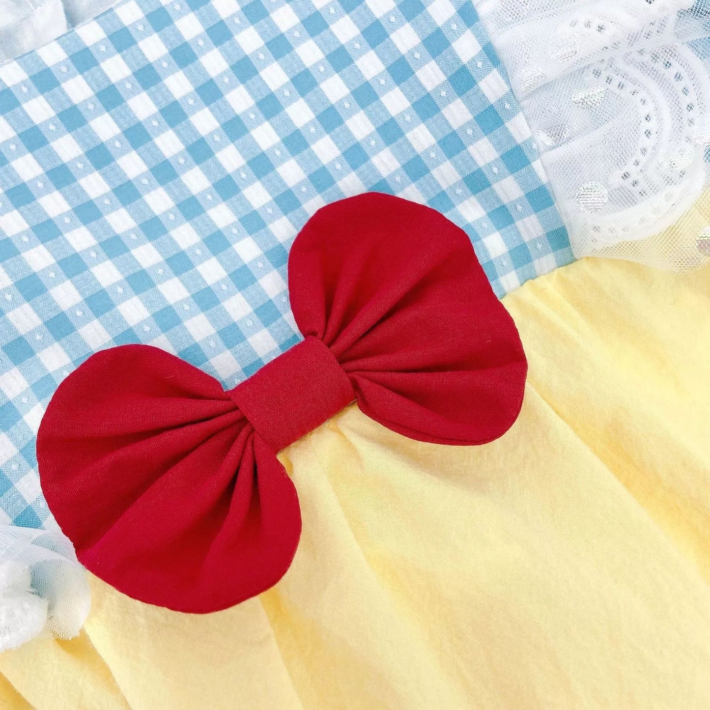 Snow White baby costume romper with red bow headband – Ju Ju Jam princess outfit