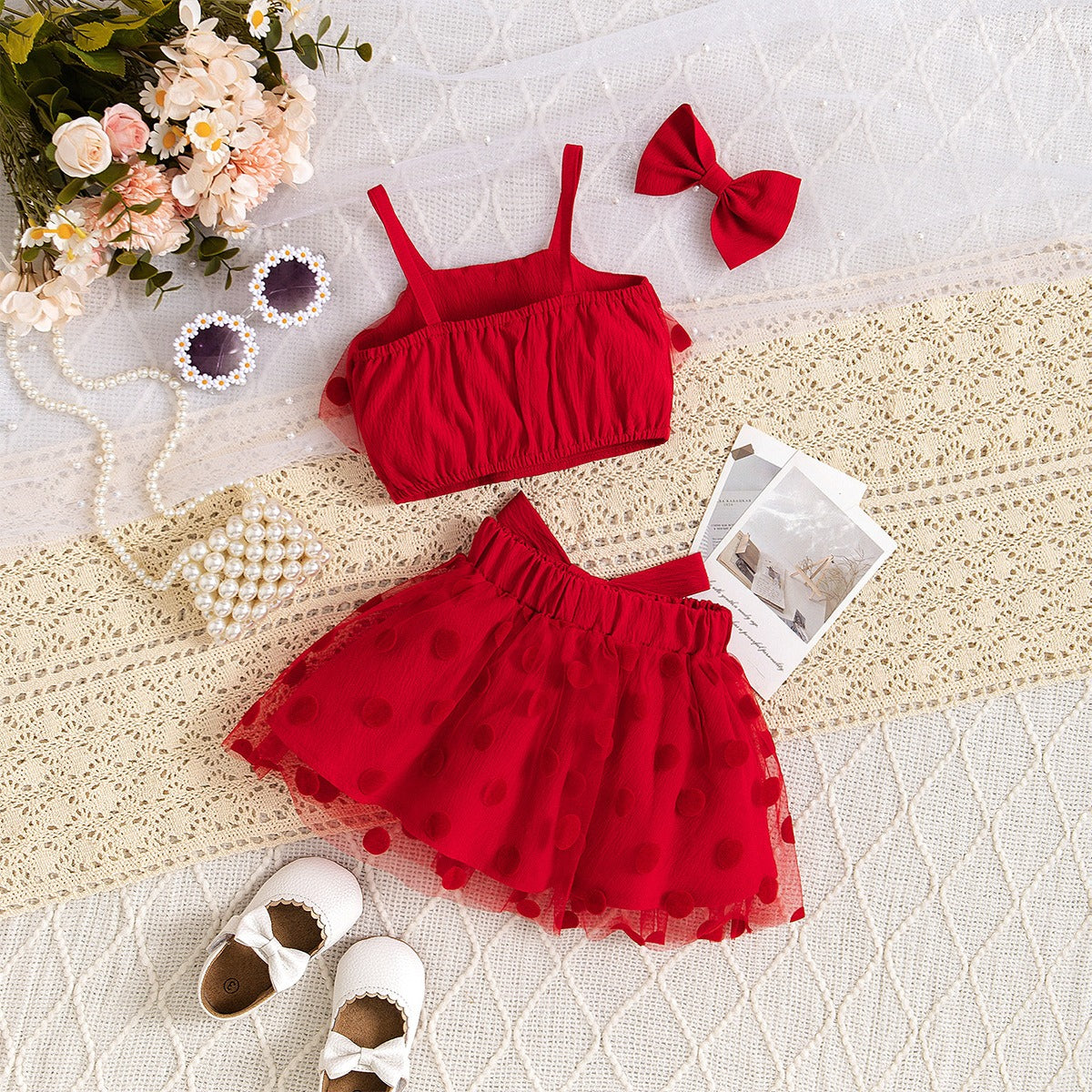 Ju Ju Jam baby girl outfit with polka dots and dazzling accents