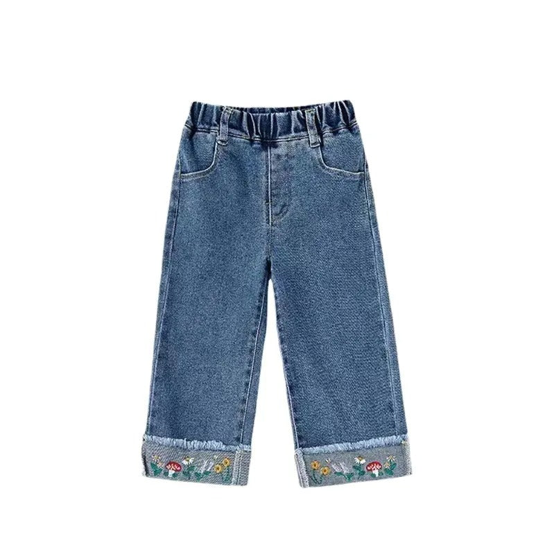 Ju Ju Jam embroidered hem denim jeans for girls β perfect for casual and festive wear