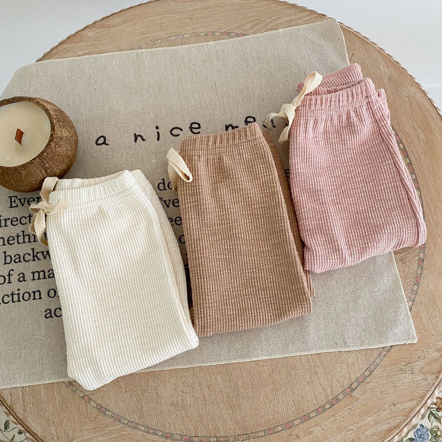Simple and cozy baby girl pants β Ju Ju Jam Eva collection perfect for newborns and infants.