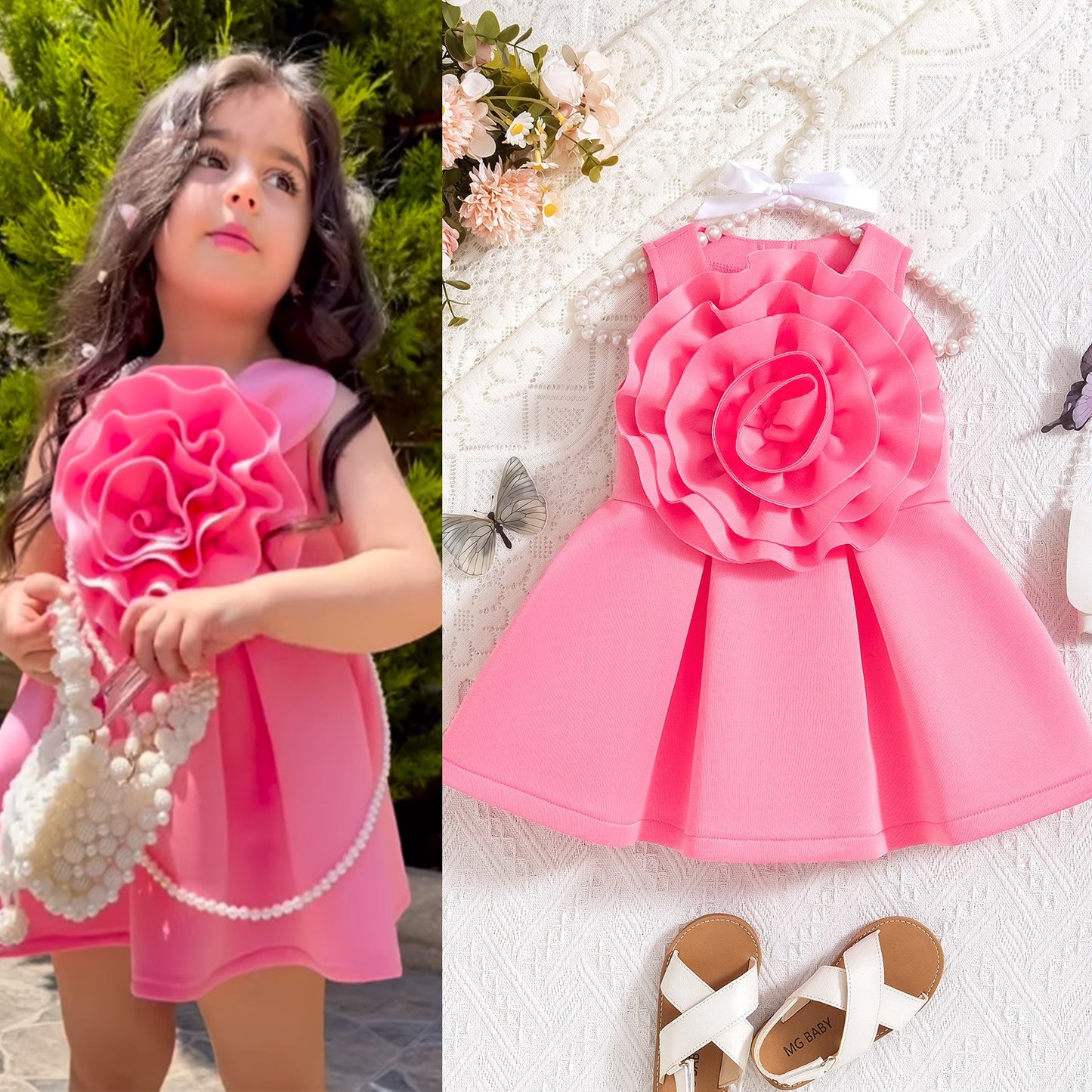 Ju Ju Jam floral baby girl dress with princess-style design