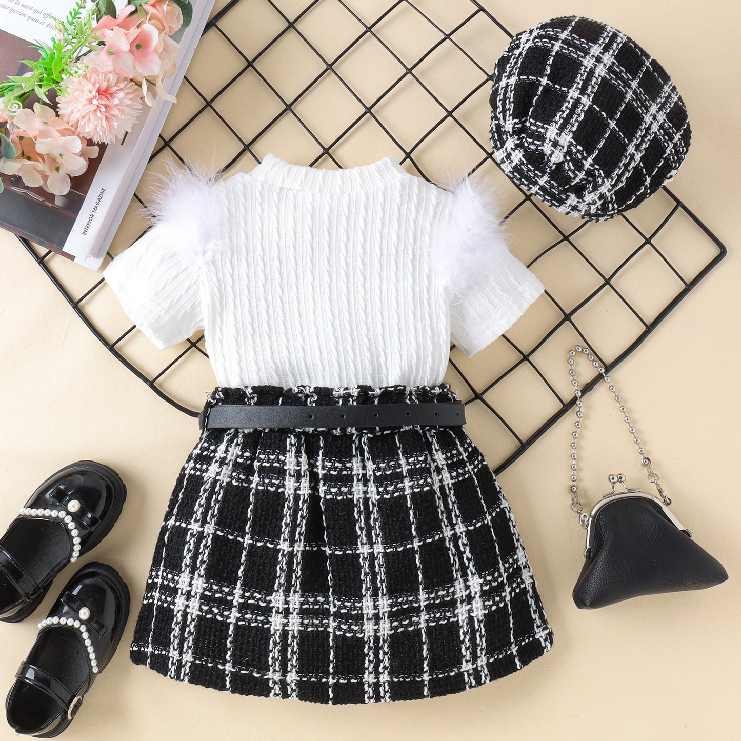 Stylish toddler girl in Fur & Flare Skirt Set β Ju Ju Jam