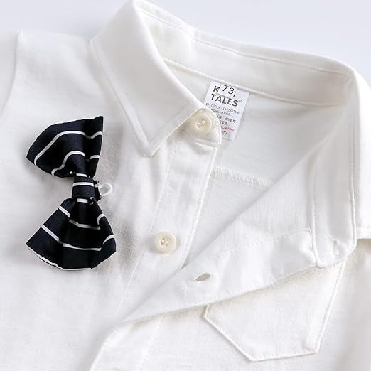 Elegant baby boy outfit with bow tie – Gentleman romper by Ju Ju Jam