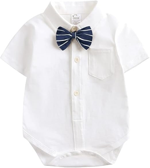 Formal baby romper shirt with bow tie for boys – Ju Ju Jam outfit