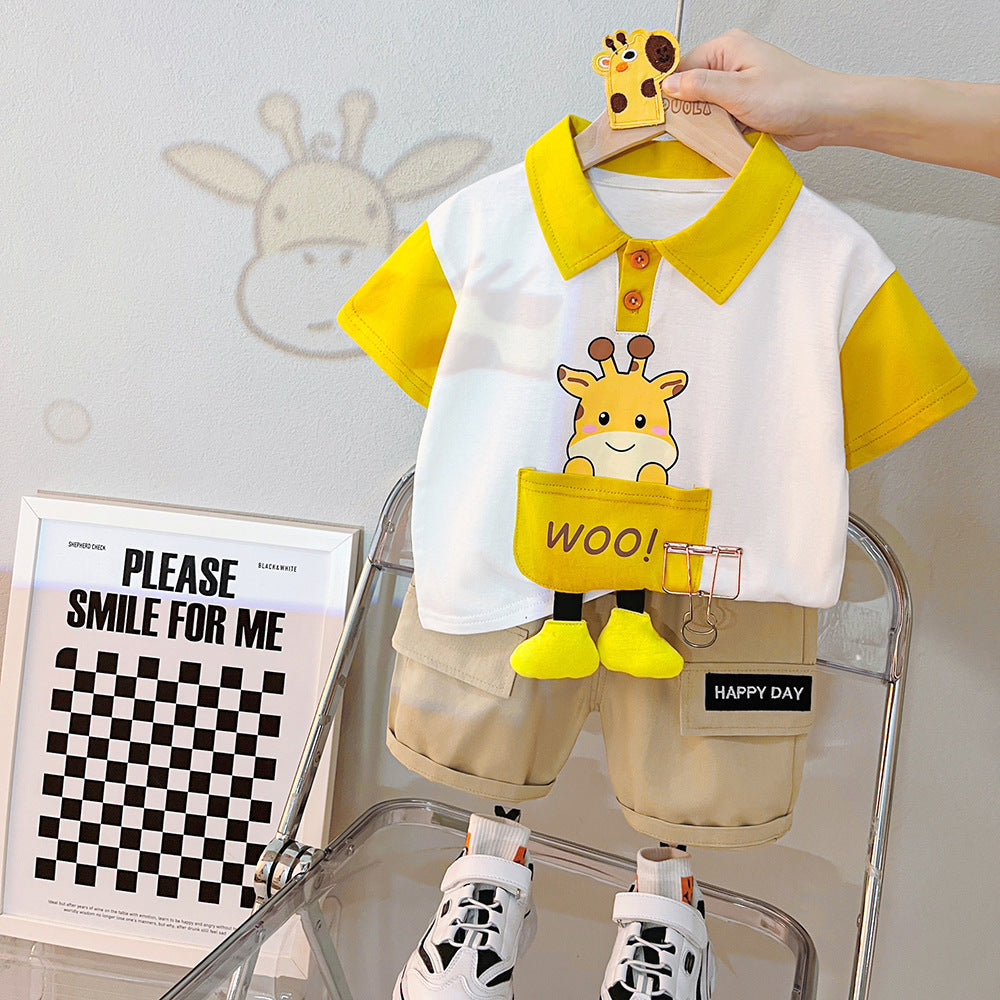 Giraffe 3D Legs T-shirt and Shorts Boys Set by Ju Ju Jam