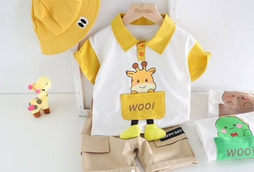 Stylish Giraffe 3D Legs T-shirt and Shorts Boys Set by Ju Ju Jam