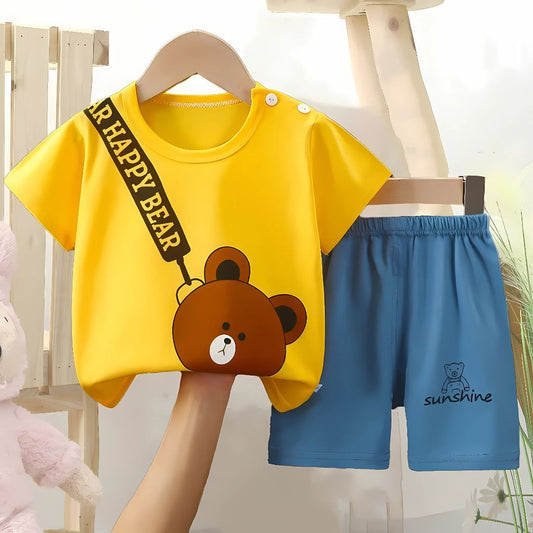 Happy Bear print boys t-shirt and shorts set β Ju Ju Jam baby clothing