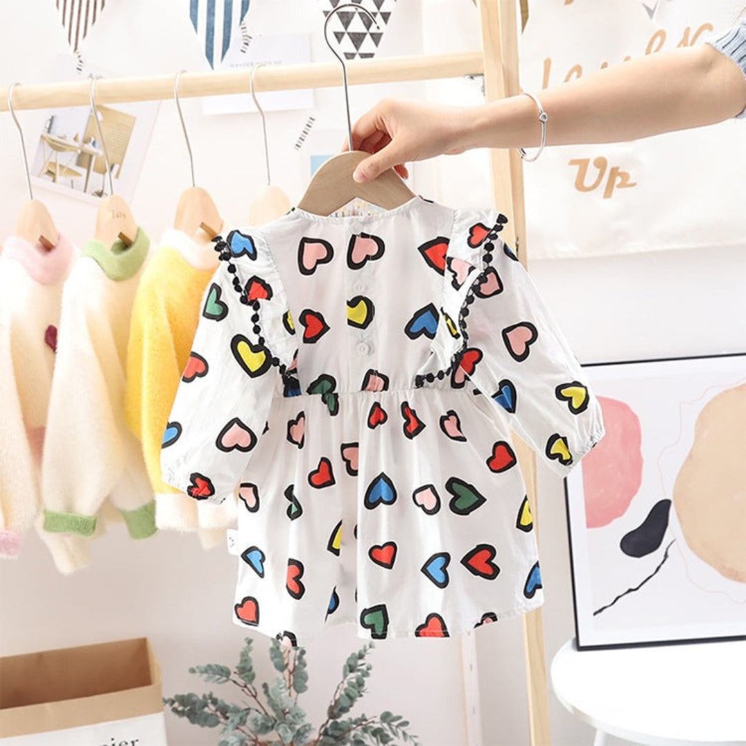 Happy Hearts colorful girls dress with playful heart prints – Ju Ju Jam