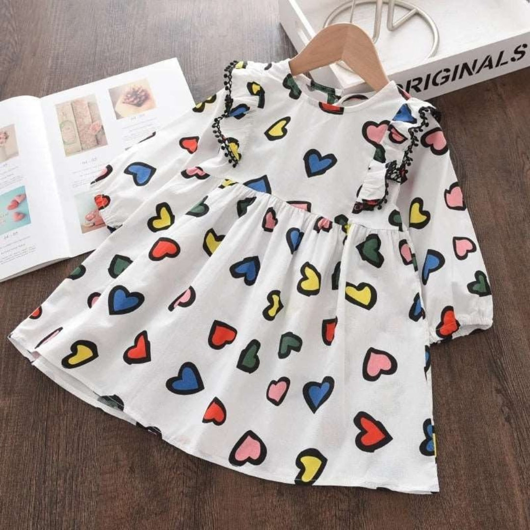 Colorful toddler dress with happy hearts design – Ju Ju Jam fashion