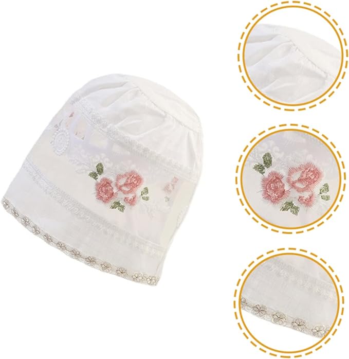Soft ivory cap for infants – Ju Ju Jam embroidered baby girl headwear for daily and festive use.