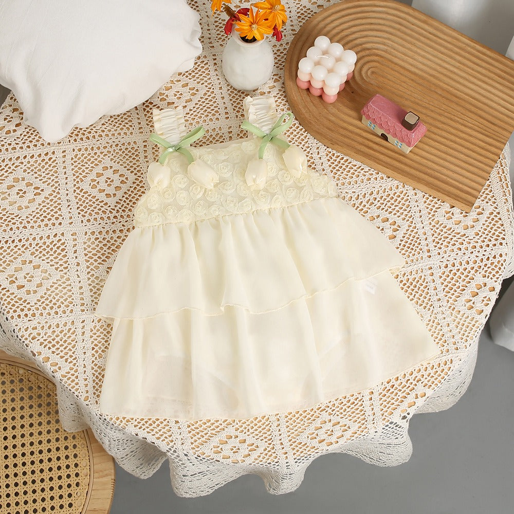 Elegant tulip romper dress for baby girls – Ivy Demure by Ju Ju Jam