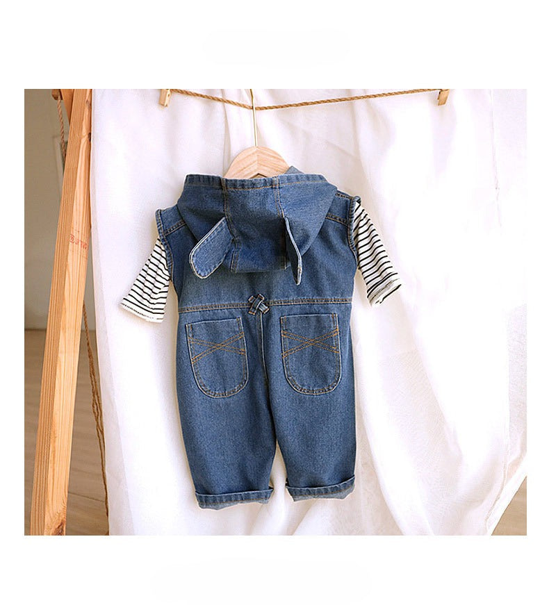Toddler in stylish hooded denim jumpsuit β Ju Ju Jam fashion