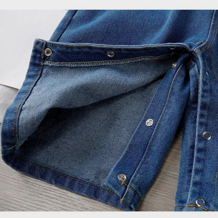 Cute baby in K-Baby denim hooded outfit posing β Ju Ju Jam collection