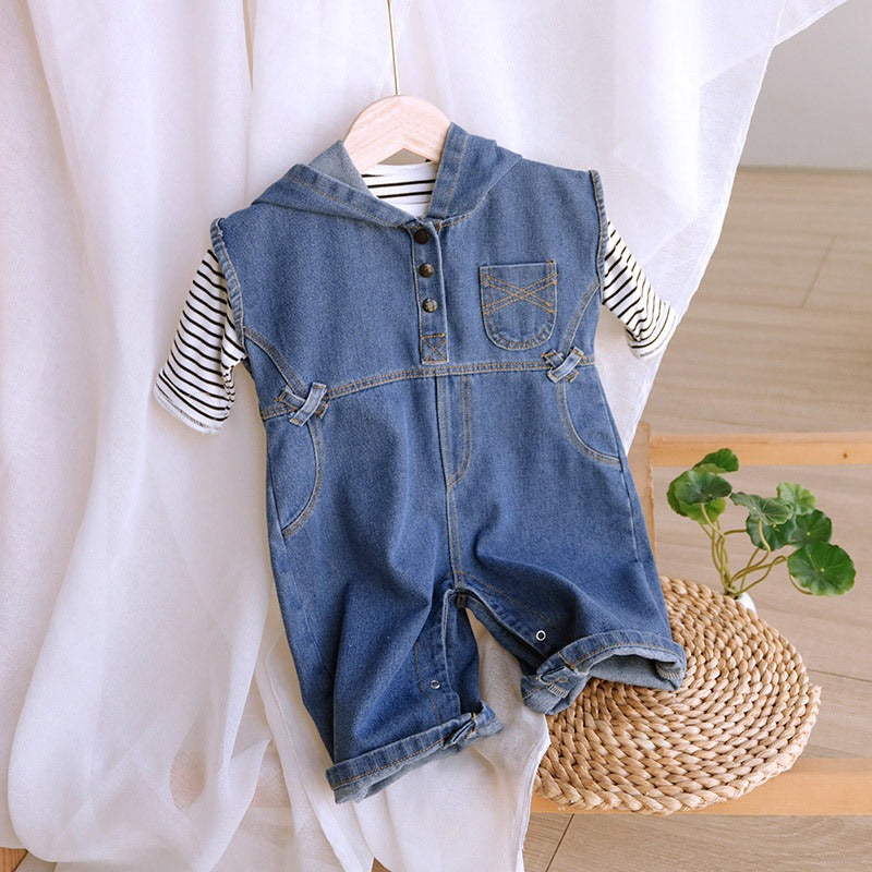 Ju Ju Jam K-Baby denim jumpsuit with hood for toddlers and infants