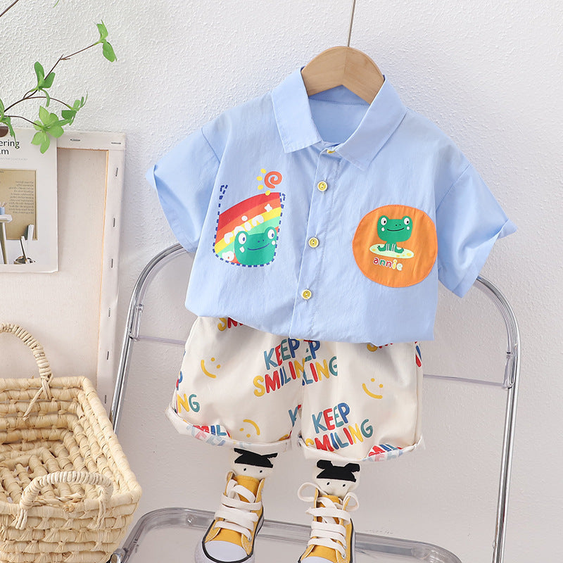 Keep Smiling Vibrant Shirt and Shorts Boys Set by Ju Ju Jam