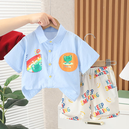 Bright and cheerful Keep Smiling Vibrant Shirt and Shorts Boys Set