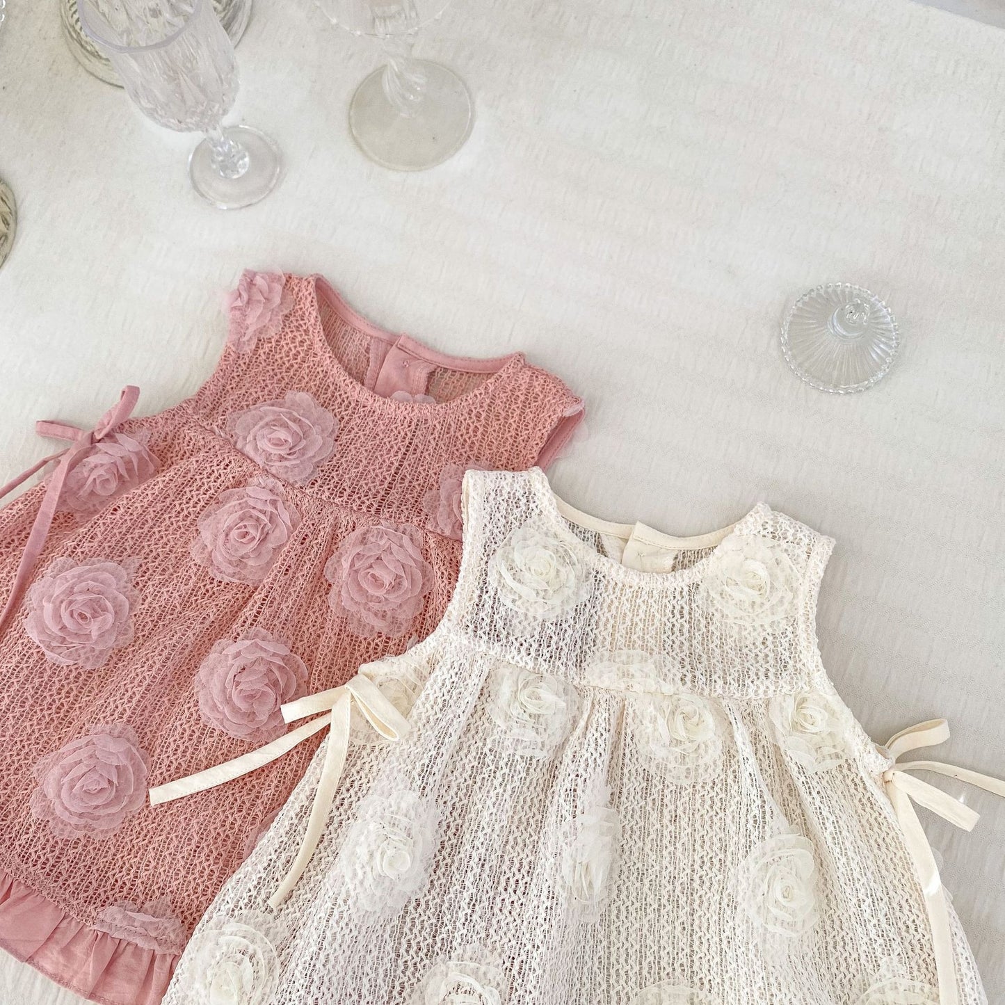 Soft and elegant baby girls romper and dress combo β Layla outfit by Ju Ju Jam