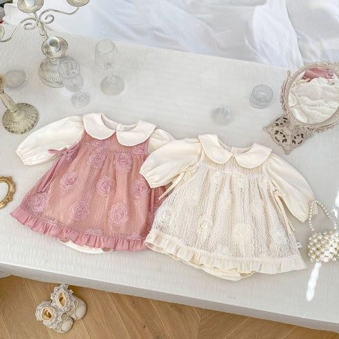 2 in 1 baby girl dress and romper set with frill details β Layla by Ju Ju Jam