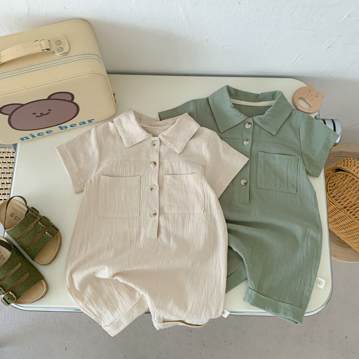 Liam baby boys collared romper β smart and stylish one-piece outfit by Ju Ju Jam
