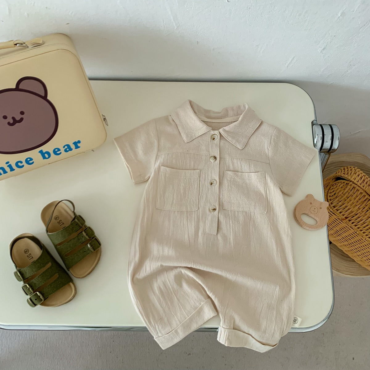 Ju Ju Jam baby boy romper with sharp collar – Liam outfit for dapper little ones