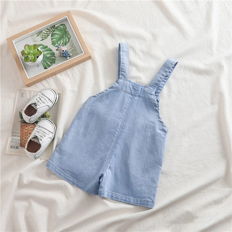 Unisex 3D teddy bear jumpsuit – soft light denim baby outfit from Ju Ju Jam for boys and girls.