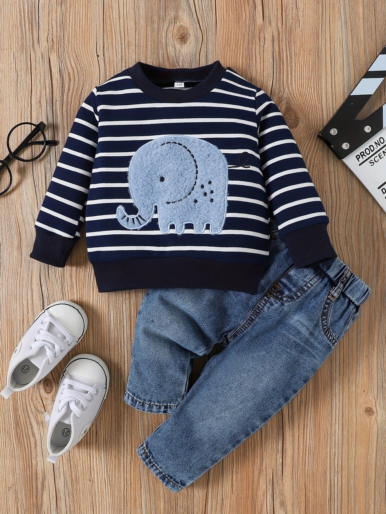 Ju Ju Jam Lil Elephant baby boys outfit β soft cotton T-shirt with adorable elephant design and classic denim bottoms.