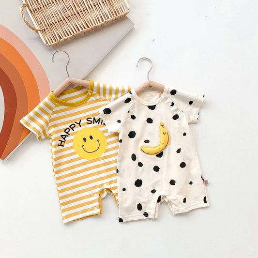 Little baby boys and girls bright-colored romper β vibrant unisex outfit by Ju Ju Jam.