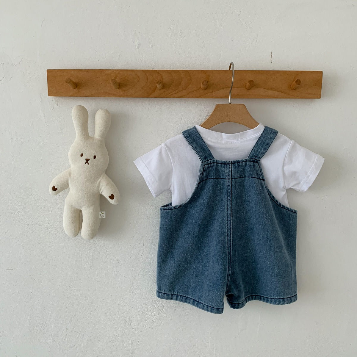 Classic blue denim baby jumpsuit β Little Denim unisex outfit by Ju Ju Jam.
