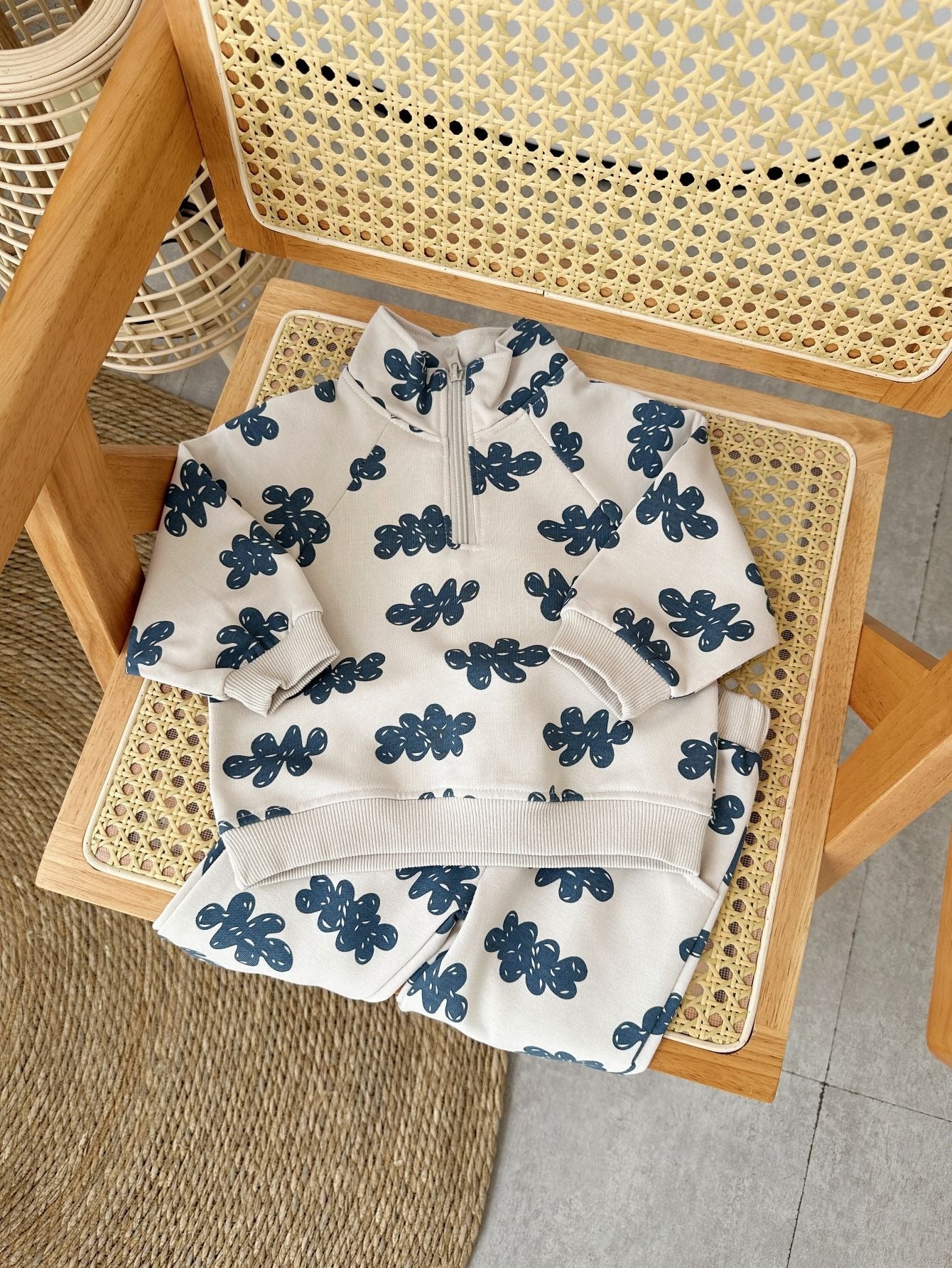 Unisex Little Sky Walker co-ord set for babies and toddlers β stylish top and shorts combo by Ju Ju Jam in soft sky hues.