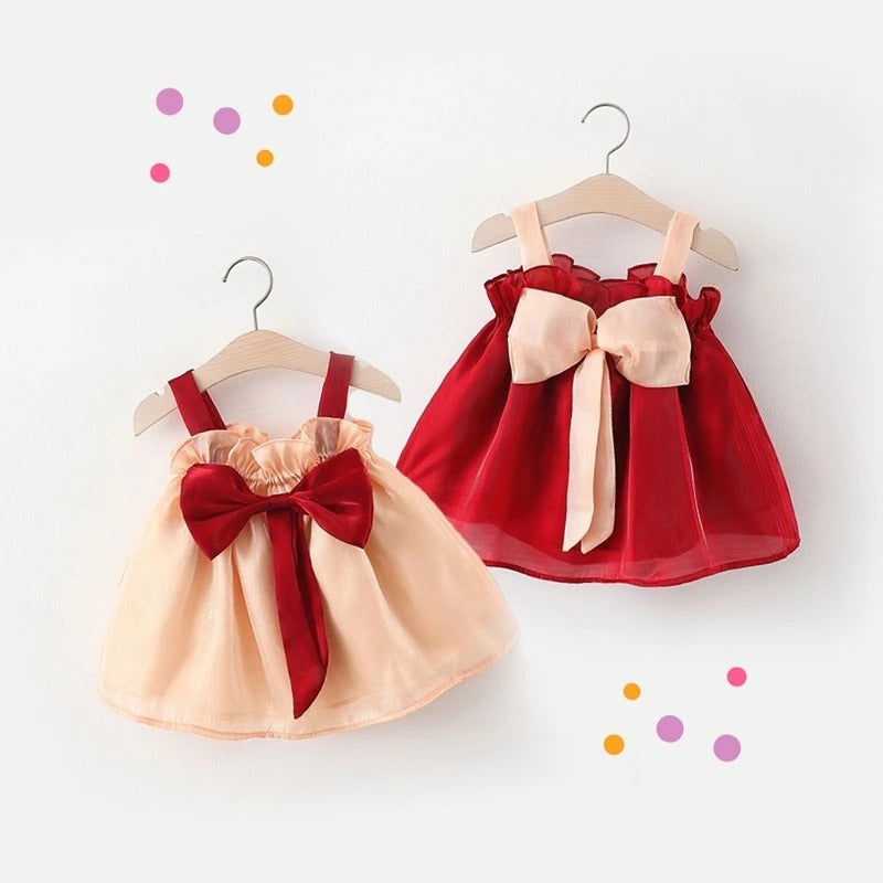 Sleeve and fabric detail of Melody Bow Dress – premium party dress for girls by Ju Ju Jam