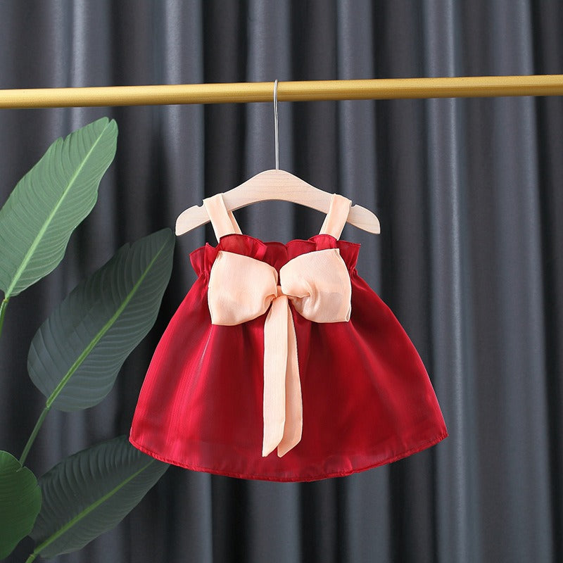 Close-up of bow detail on Melody Girls Party Dress β stylish baby party wear by Ju Ju Jam