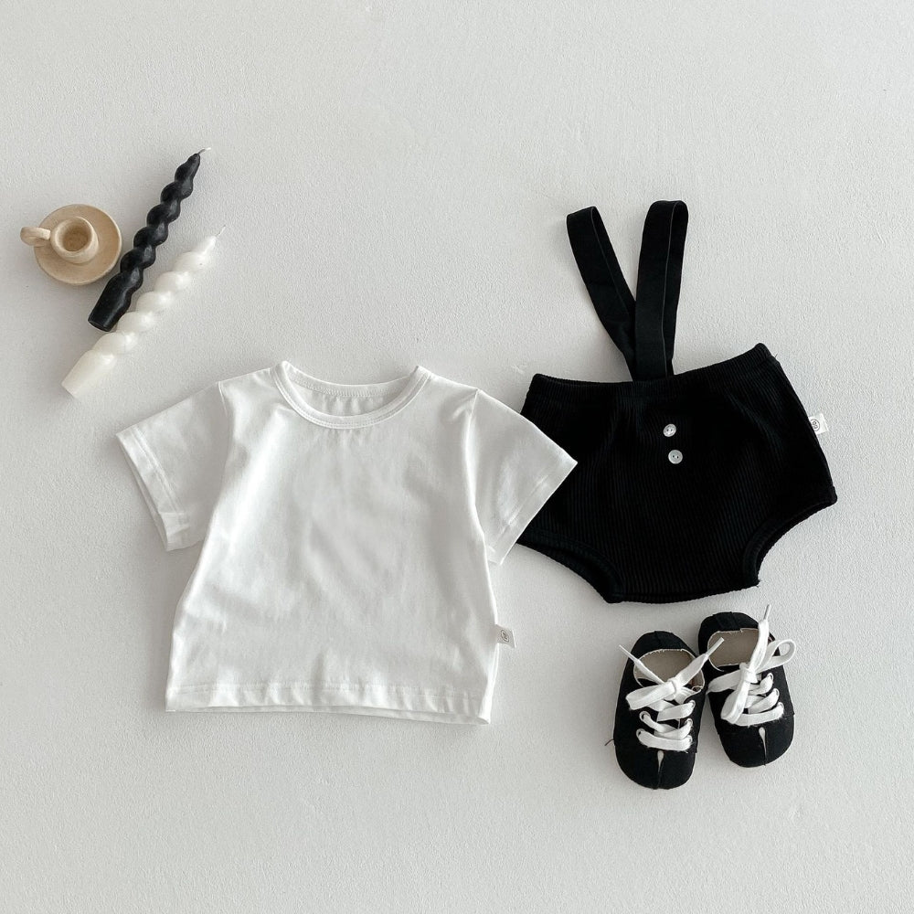 Smart and stylish baby boys romper with suspenders – Mini Classic set by Ju Ju Jam.