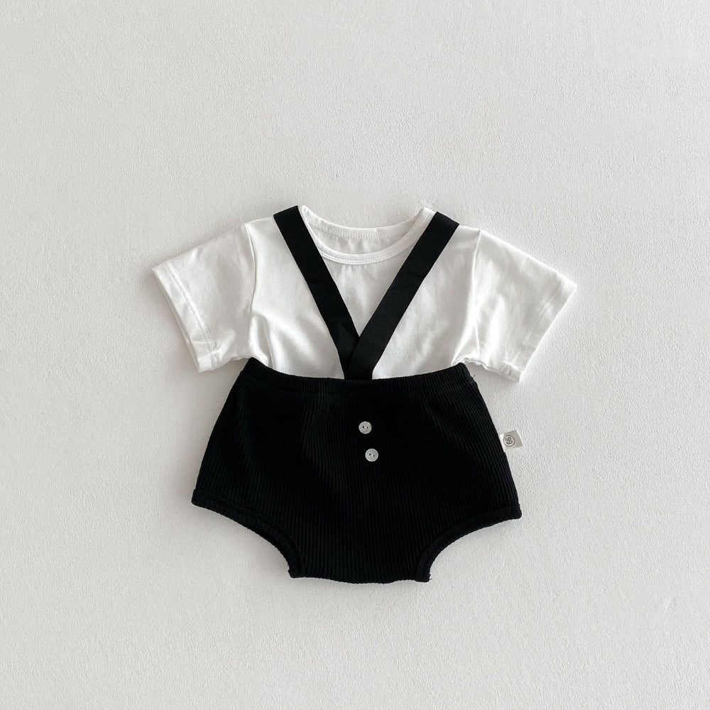 Ju Ju Jam boys romper set with suspenders – classic and stylish baby outfit for special occasions.