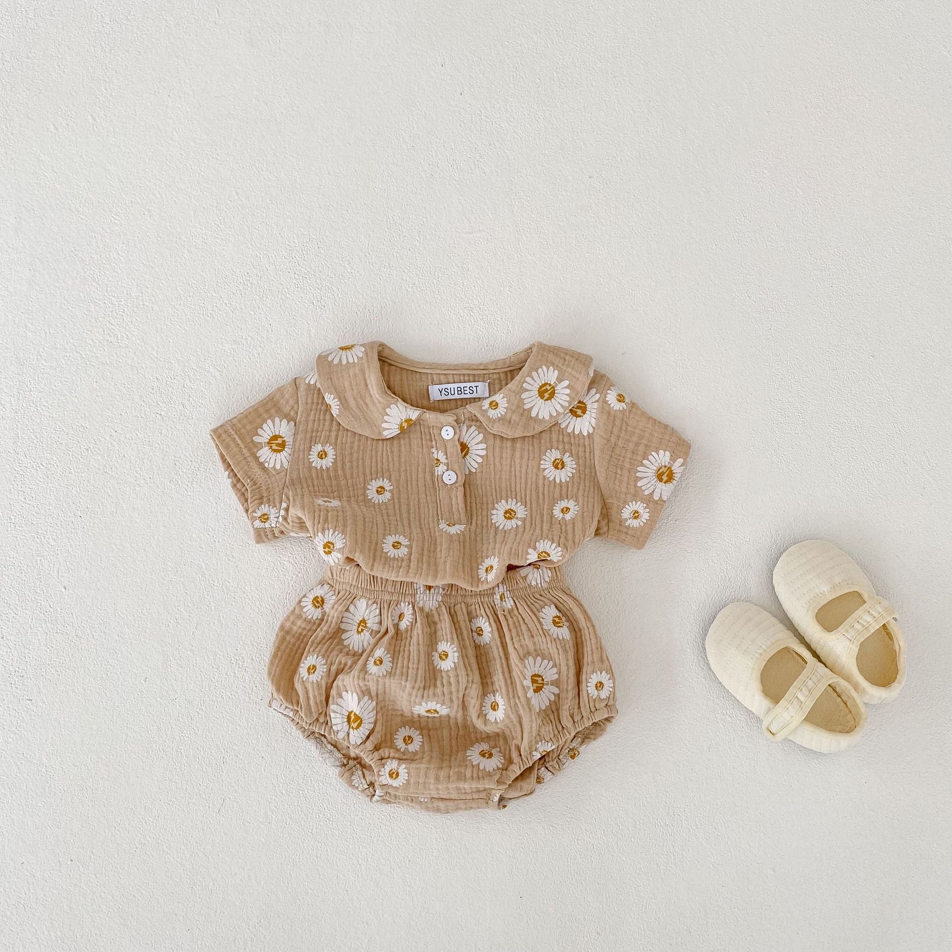 Minimalist Top and Shorts Set for Baby Girls by Ju Ju Jam - Sleek and contemporary design ideal for casual occasions.