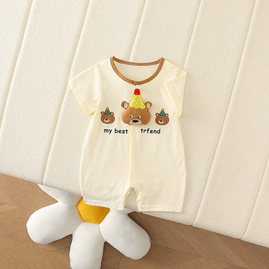 My Best Friend Bear Baby Boys Girls Romper by Ju Ju Jam β Soft cotton romper with cute bear print, perfect for newborns, infants, and toddlers. Stylish, comfortable outfit for baby boys and girls.