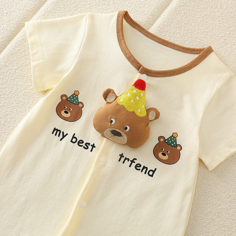 My Best Friend Bear Baby Romper – Adorable cotton romper for baby boys and girls with bear design, by Ju Ju Jam. Ideal for daily wear and special occasions.