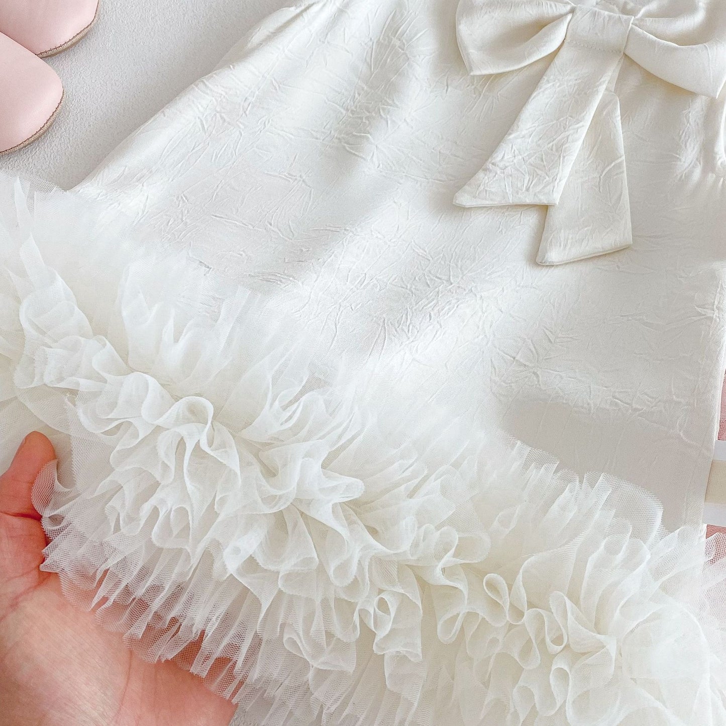 Grace Bow Girls Frill Party Dress