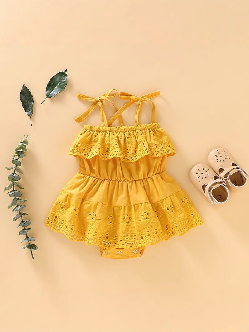 Elegant ethnic Chikankari romper dress for baby girls from Ju Ju Jam – Rhea style
