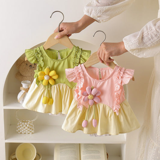 Donna 3D Flower Girls Romper Dress