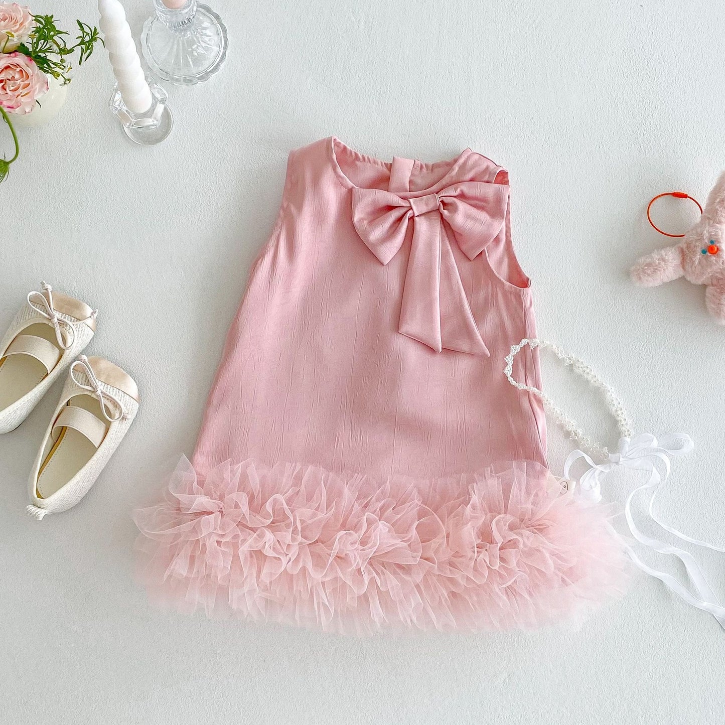 Grace Bow Girls Frill Party Dress