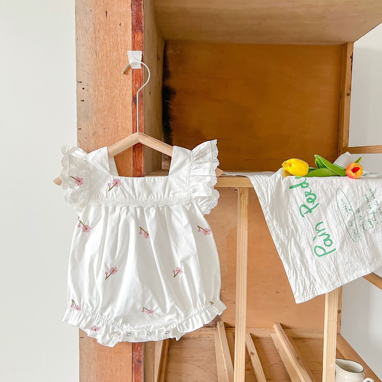 White Lace Baby Girls Romper